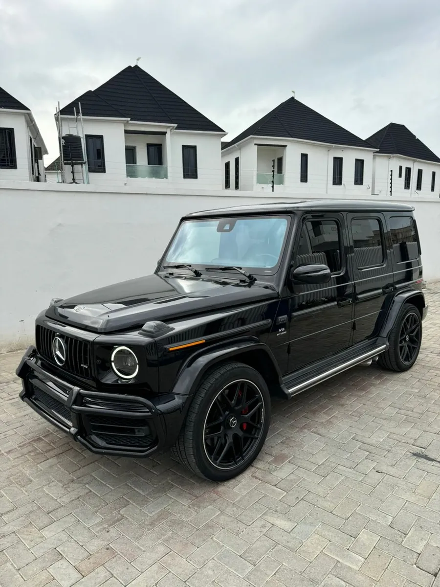 Black Mercedes-AMG G63 front three-quarter view