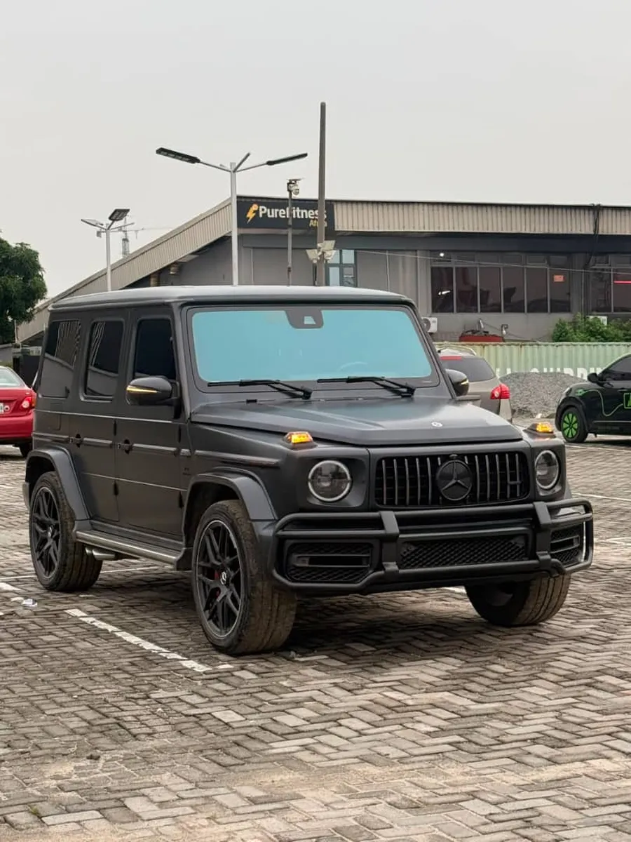 Matte black Mercedes-AMG G63 at a Lagos car lot