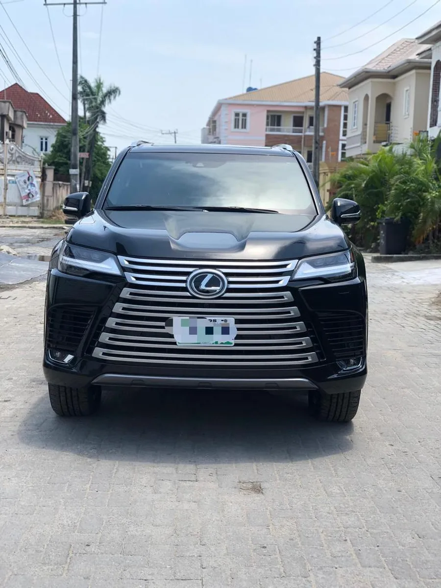 Black Lexus LX 600 for rental in Lagos, front view