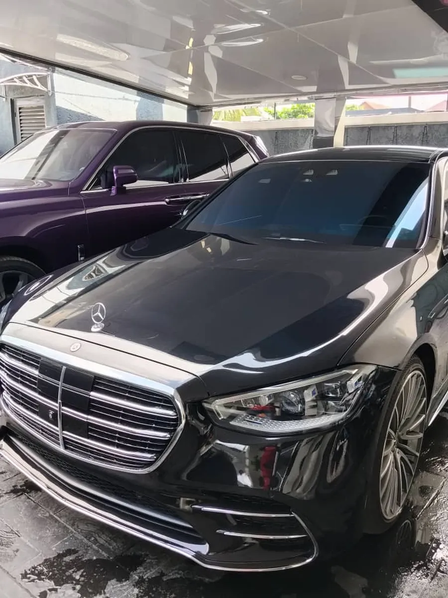 Black Mercedes-Benz S580 parked in a garage in Lagos