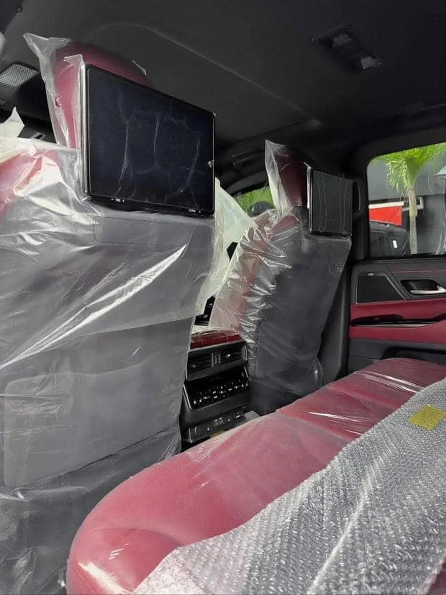 Lexus LX 600 burgundy leather rear seats with entertainment screens, brand new with factory wrap